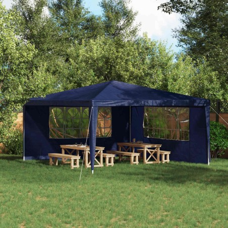 Mur de tente de fête 2 pcs 400 x 195 cm Bleu PE et acier 618547618547