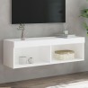 Meuble TV avec lumières LED blanc 100x30x30 cm 618557618557