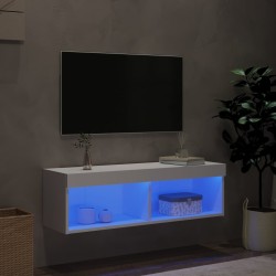 Meuble TV avec lumières LED blanc 100x30x30 cm 618557618557