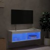 Meuble TV avec lumières LED blanc 100x30x30 cm 618557618557