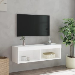 Meuble TV avec lumières LED blanc 100x30x30 cm 618557618557