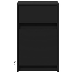 Armoire de chevet avec lumières LED noir bois d'ingénierie 618568618568