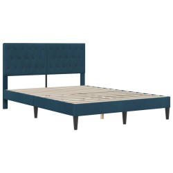 Cadre de lit avec matelas Bleu 140 x 200 cm Velours 618580618580