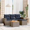 Ensemble de canapé de jardin 5 pcs avec coussins gris résine tressée 618582618582
