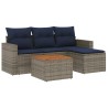Ensemble de canapé de jardin 5 pcs avec coussins gris résine tressée 618582618582