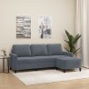 Canapé à 3 places avec repose-pieds Gris foncé 180 cm Velours 618587618587