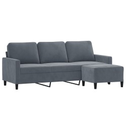 Canapé à 3 places avec repose-pieds Gris foncé 180 cm Velours 618587618587