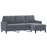 Canapé à 3 places avec repose-pieds Gris foncé 180 cm Velours 618587618587