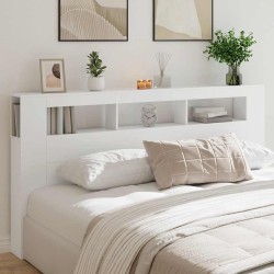 Tête de lit à LED blanc 200x18,5x103,5 cm bois d'ingénierie 618591618591