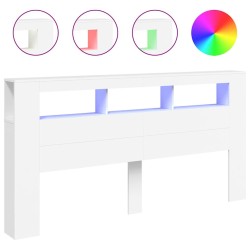 Tête de lit à LED blanc 200x18,5x103,5 cm bois d'ingénierie 618591618591