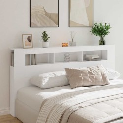 Tête de lit à LED blanc 200x18,5x103,5 cm bois d'ingénierie 618591618591