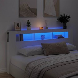 Tête de lit à LED blanc 200x18,5x103,5 cm bois d'ingénierie 618591618591