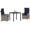 Ensemble de salle à manger pour jardin 3 pcs Gris et Noir Rotin 618594618594