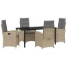 Ensemble de salle à manger pour jardin 5 pcs Beige polyrotin 618599618599
