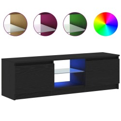 Meuble TV avec éclairage LED en chêne noir 120 x 30 x 36 cm bois d'ingénierie 618601618601