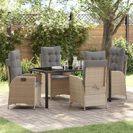 Ensemble de salle à manger pour jardin 5 pcs Beige polyrotin 618603618603