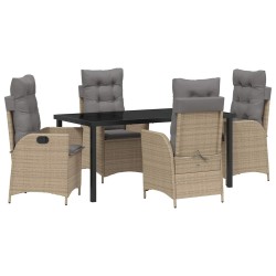 Ensemble de salle à manger pour jardin 5 pcs Beige polyrotin 618603618603