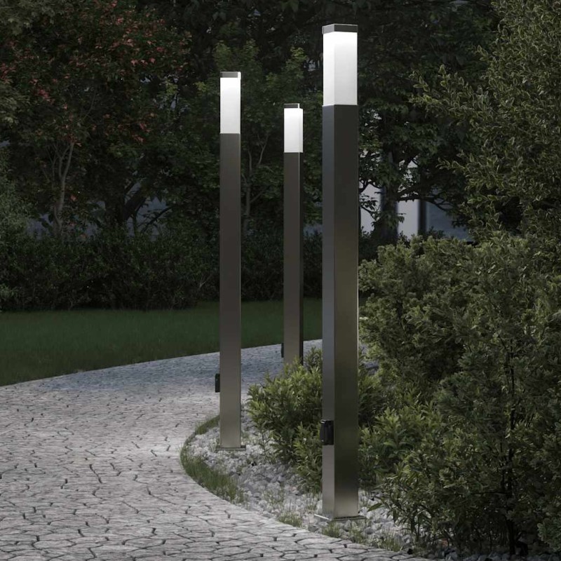Bornes lumineuses avec sortie lot de 3 110 cm acier inoxydable IP44 618605618605