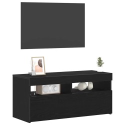 Meuble TV avec LED Chêne noir 90 x 35 x 40 cm Bois d'ingénierie 618606618606