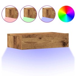 Meuble TV avec éclairage LED vieux bois 60x35x15,5 cm 618608618608