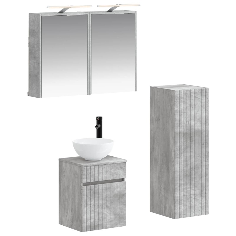 Ensemble de mobilier de salle de bain 4 pcs Gris béton 618609618609