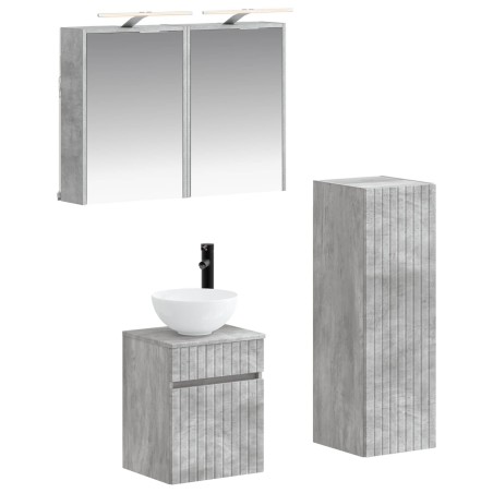 Ensemble de mobilier de salle de bain 4 pcs Gris béton 618609618609