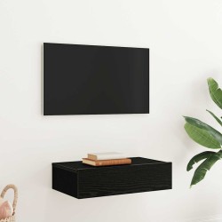 Meuble TV avec éclairage LED Chêne noir 60 x 35 x 15,5 cm 618610618610