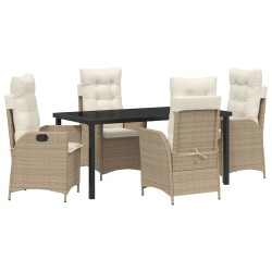 Ensemble de salle à manger pour jardin 5 pcs Beige polyrotin 618617618617
