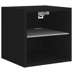 Meuble TV mural avec lumières LED noir 30x28,5x30 cm 618621618621