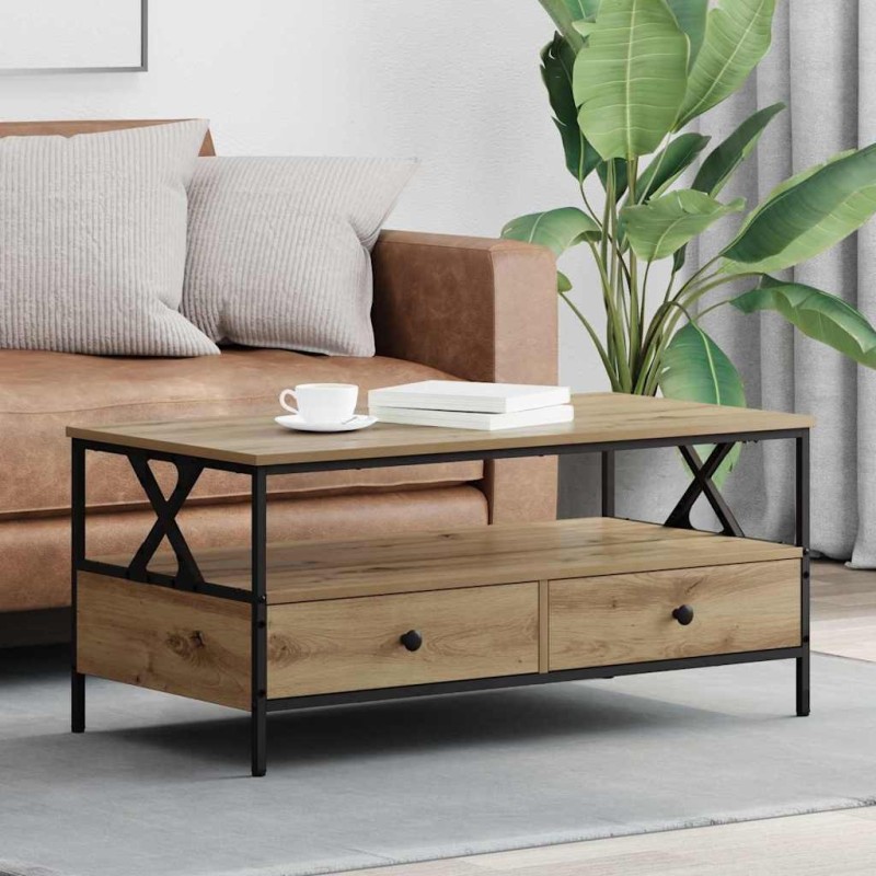 Table basse chêne artisanal 100 x 51 x 45 cm Bois d'ingénierie 618625618625