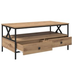 Table basse chêne artisanal 100 x 51 x 45 cm Bois d'ingénierie 618625618625