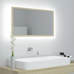 Miroir LED de salle de bain Chêne sonoma 80x8,5x37 cm Acrylique 618632618632