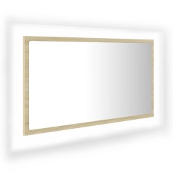 Miroir LED de salle de bain Chêne sonoma 80x8,5x37 cm Acrylique 618632618632