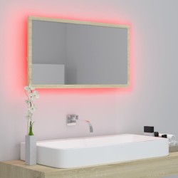 Miroir LED de salle de bain Chêne sonoma 80x8,5x37 cm Acrylique 618632618632