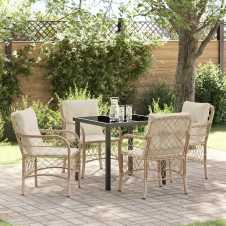 Ensemble de salle à manger pour jardin 5 pcs Beige polyrotin 618634618634