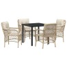 Ensemble de salle à manger pour jardin 5 pcs Beige polyrotin 618634618634