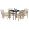 Ensemble de salle à manger pour jardin 5 pcs Beige polyrotin 618634618634