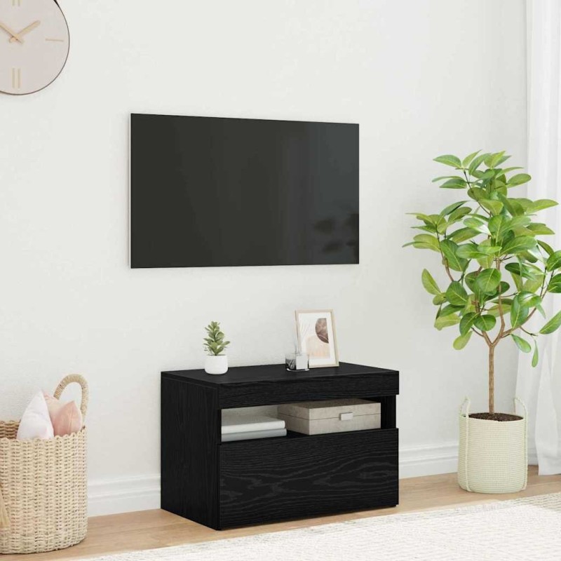 Meuble TV avec LED Chêne noir 60 x 35 x 40 cm Bois d'ingénierie 618646618646