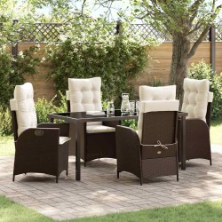 Ensemble de salle à manger pour jardin 5 pcs Marron polyrotin 618648618648