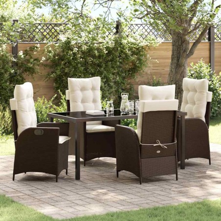 Ensemble de salle à manger pour jardin 5 pcs Marron polyrotin 618648618648