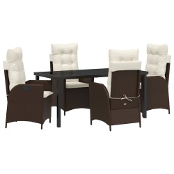 Ensemble de salle à manger pour jardin 5 pcs Marron polyrotin 618648618648