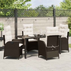 Ensemble de salle à manger pour jardin 5 pcs Marron polyrotin 618648618648