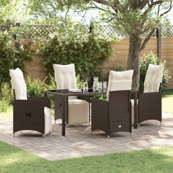 Ensemble de salle à manger pour jardin 5 pcs Marron polyrotin 618649618649
