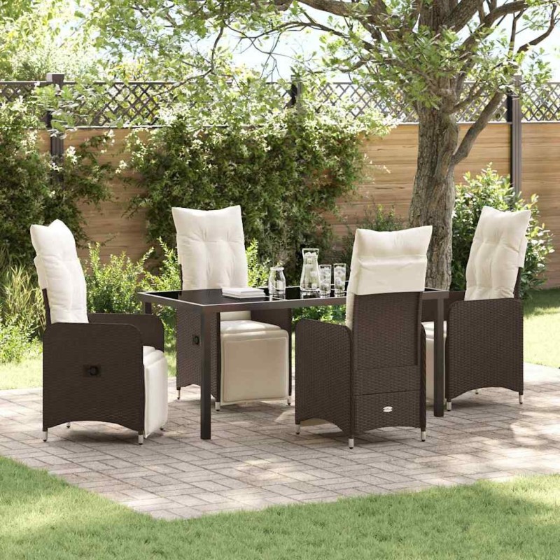 Ensemble de salle à manger pour jardin 5 pcs Marron polyrotin 618649618649