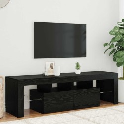 Meuble TV avec éclairage LED en chêne noir 140 x 36,5 x 40 cm bois composite 618654618654