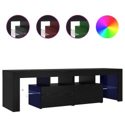 Meuble TV avec éclairage LED en chêne noir 140 x 36,5 x 40 cm bois composite 618654618654