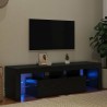Meuble TV avec éclairage LED en chêne noir 140 x 36,5 x 40 cm bois composite 618654618654