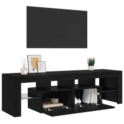 Meuble TV avec éclairage LED en chêne noir 140 x 36,5 x 40 cm bois composite 618654618654