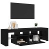 Meuble TV avec éclairage LED en chêne noir 140 x 36,5 x 40 cm bois composite 618654618654