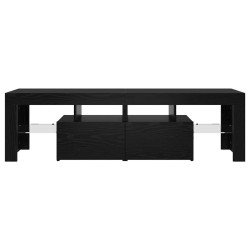Meuble TV avec éclairage LED en chêne noir 140 x 36,5 x 40 cm bois composite 618654618654